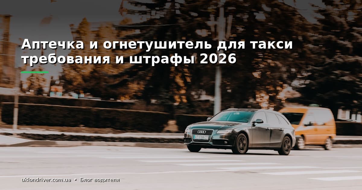 Аптечка і вогнегасник для таксі: вимоги та штрафи у 2026 році