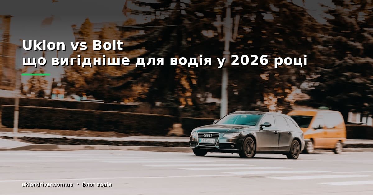 Uklon vs Bolt: що вигідніше для водія у 2026 році